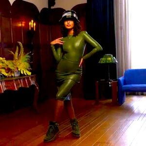 Ivy Park x Adidas Halls of Ivy Faux Leather Bodysuit